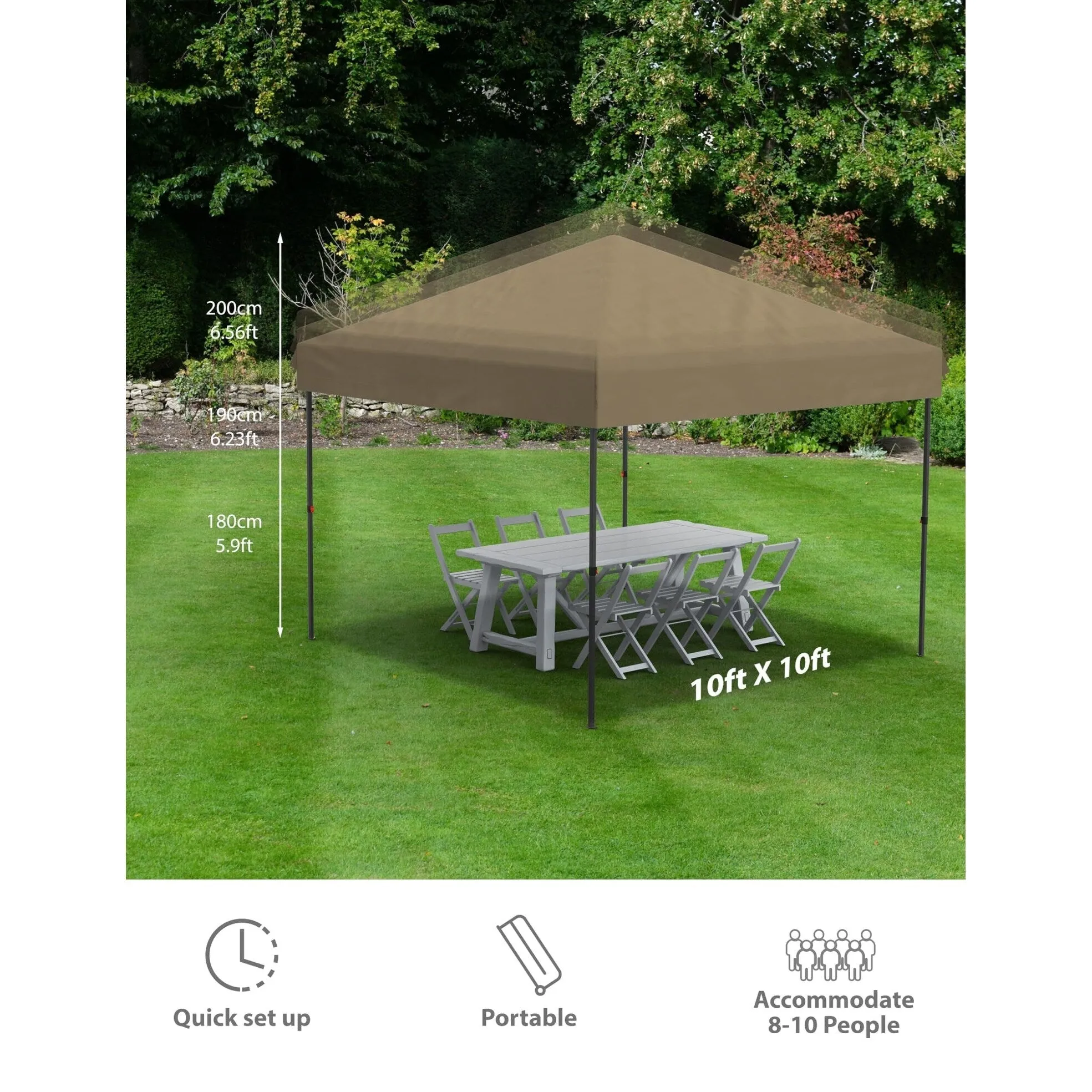 10x10 Feet Instant Pop-Up Canopy Tent. 4 Detachable Sidewalls - 10*10Ft