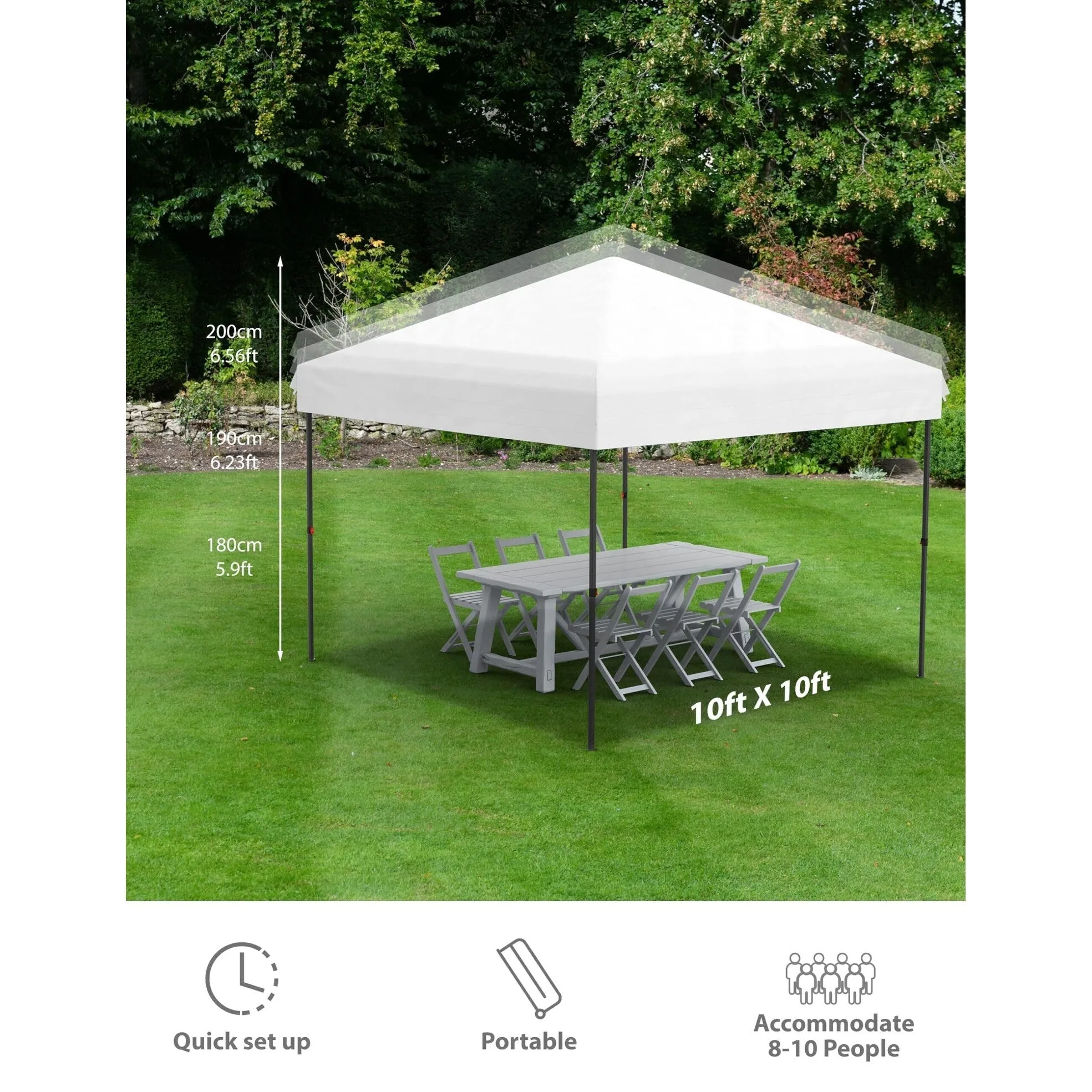 10x10 Feet Instant Pop-Up Canopy Tent. 4 Detachable Sidewalls - 10*10Ft