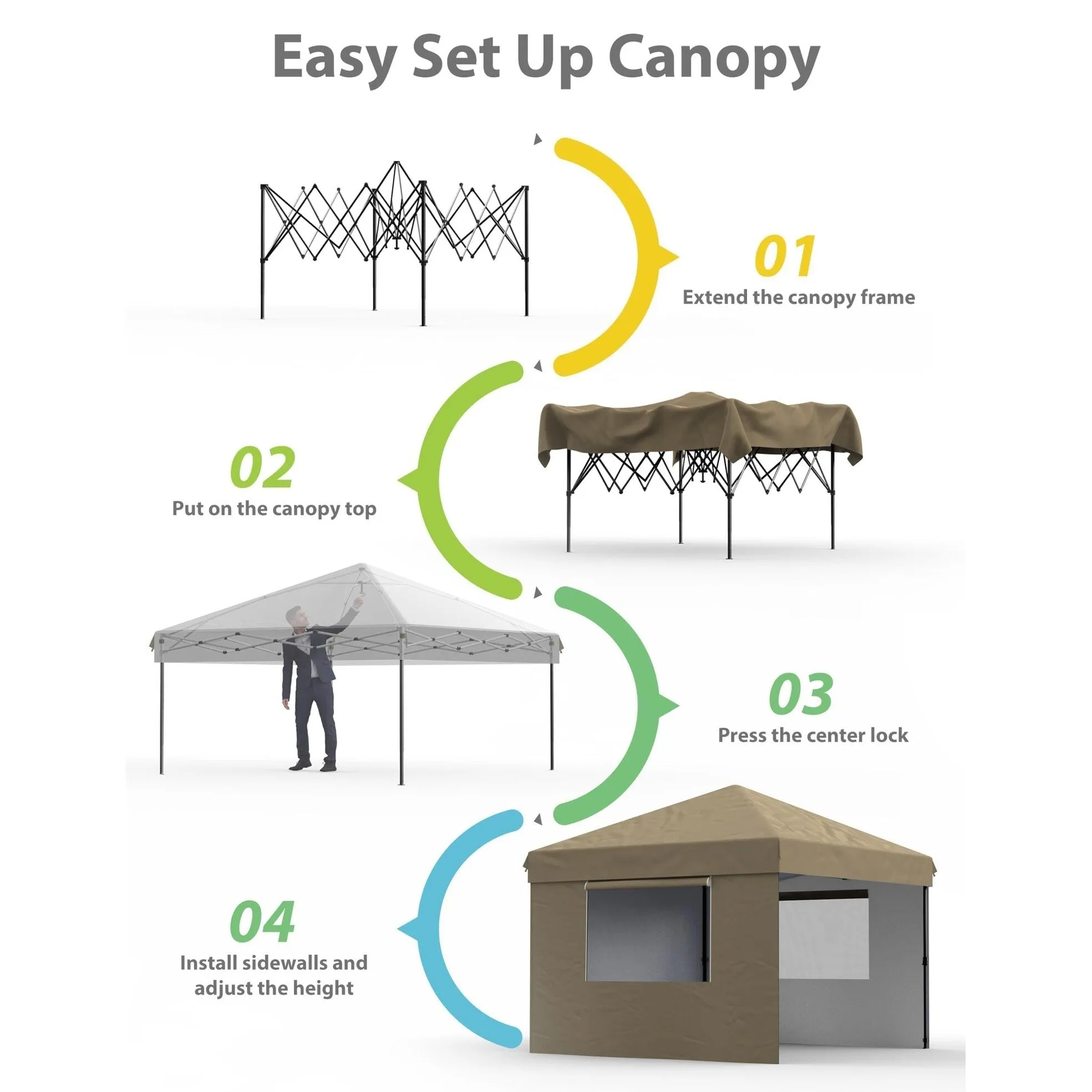 10x10 Feet Instant Pop-Up Canopy Tent. 4 Detachable Sidewalls - 10*10Ft