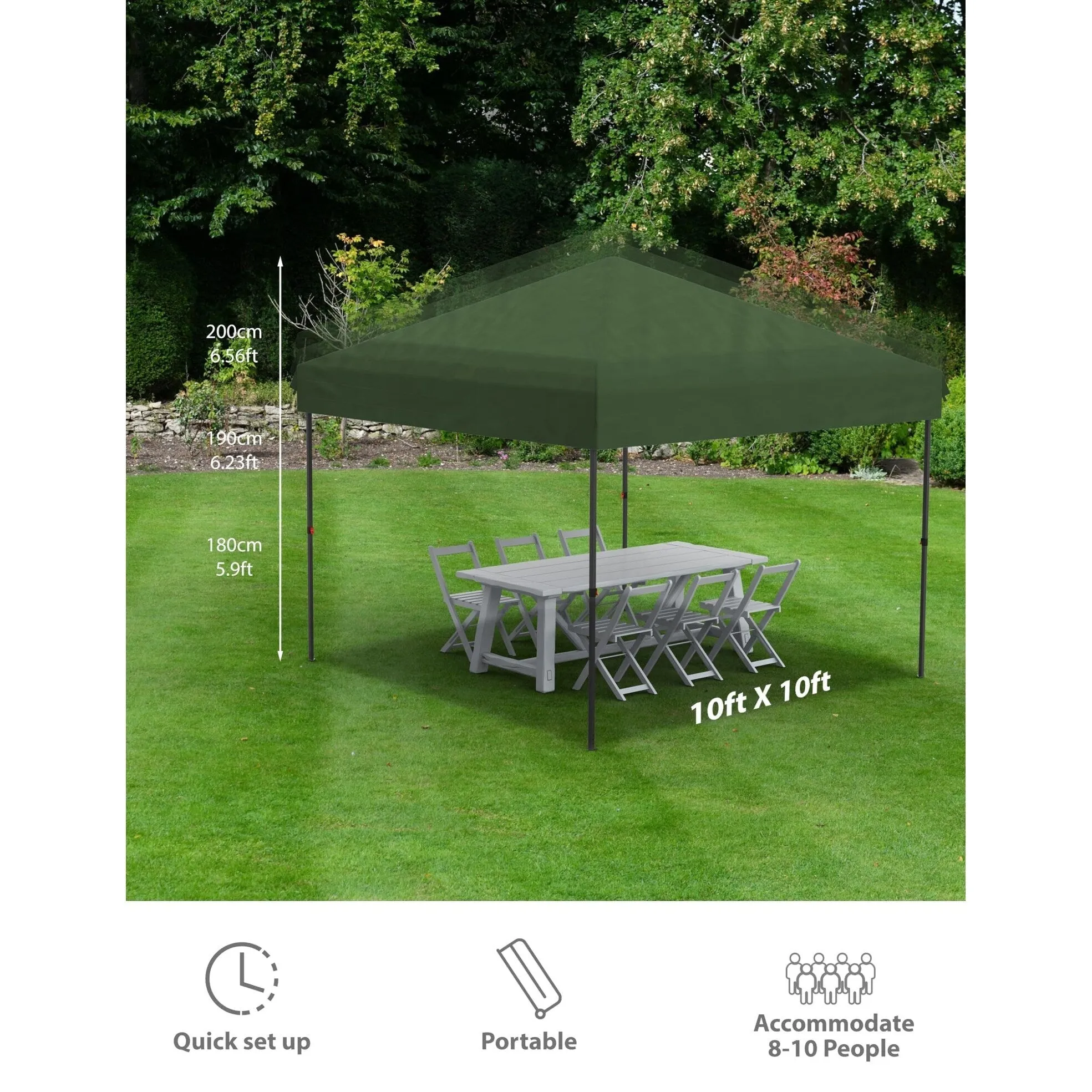 10x10 Feet Instant Pop-Up Canopy Tent. 4 Detachable Sidewalls - 10*10Ft