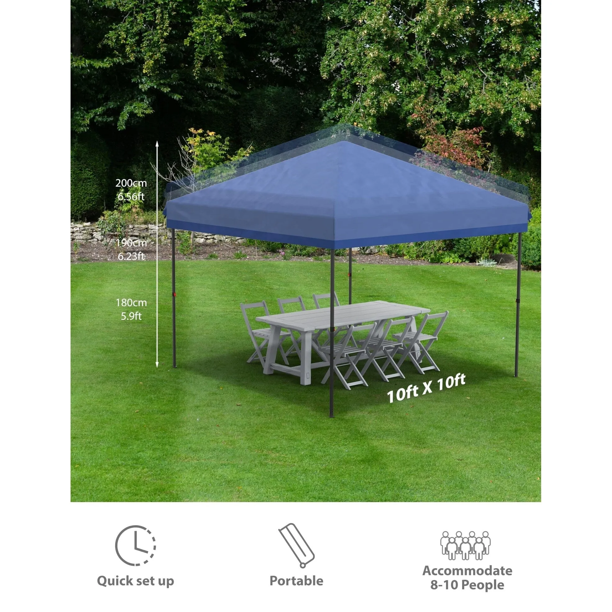 10x10 Feet Instant Pop-Up Canopy Tent. 4 Detachable Sidewalls - 10*10Ft