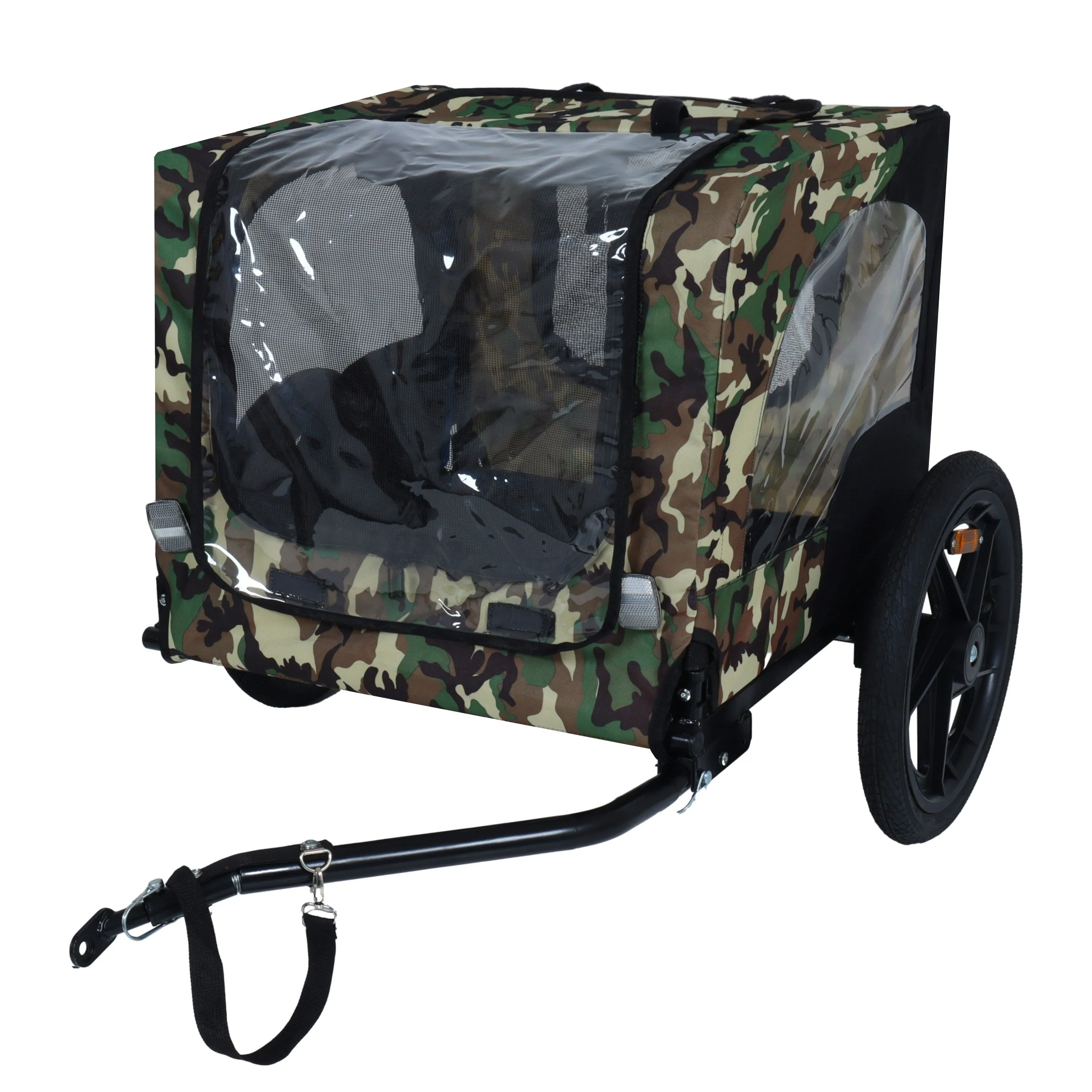 2-in-1 Bike & Pull-Behind Pet Trailer - Convertible Dog/Cat Carrier with Detachable. for Cycling Hand-Pulled