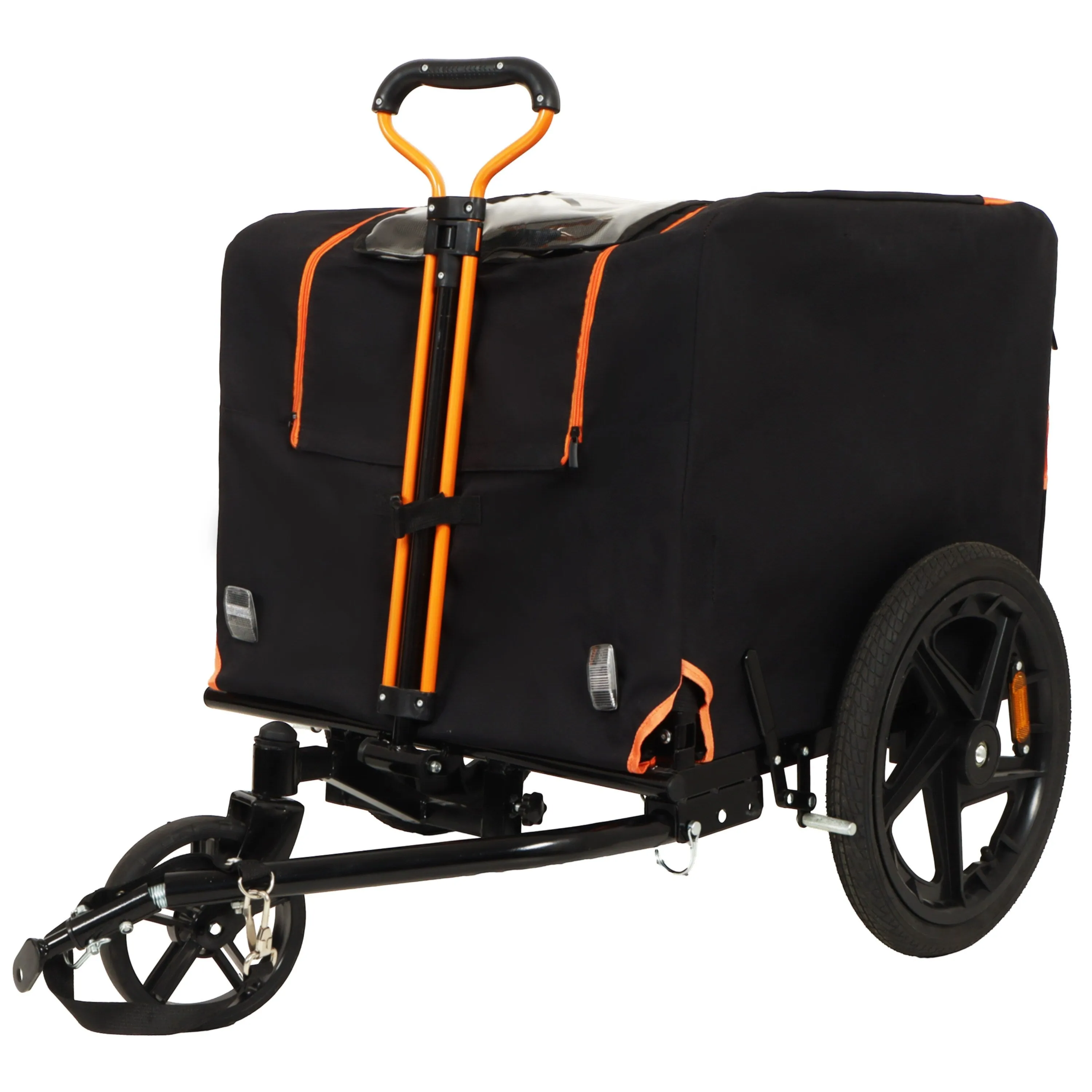 2-in-1 Bike & Pull-Behind Pet Trailer - Convertible Dog/Cat Carrier with Detachable. for Cycling Hand-Pulled