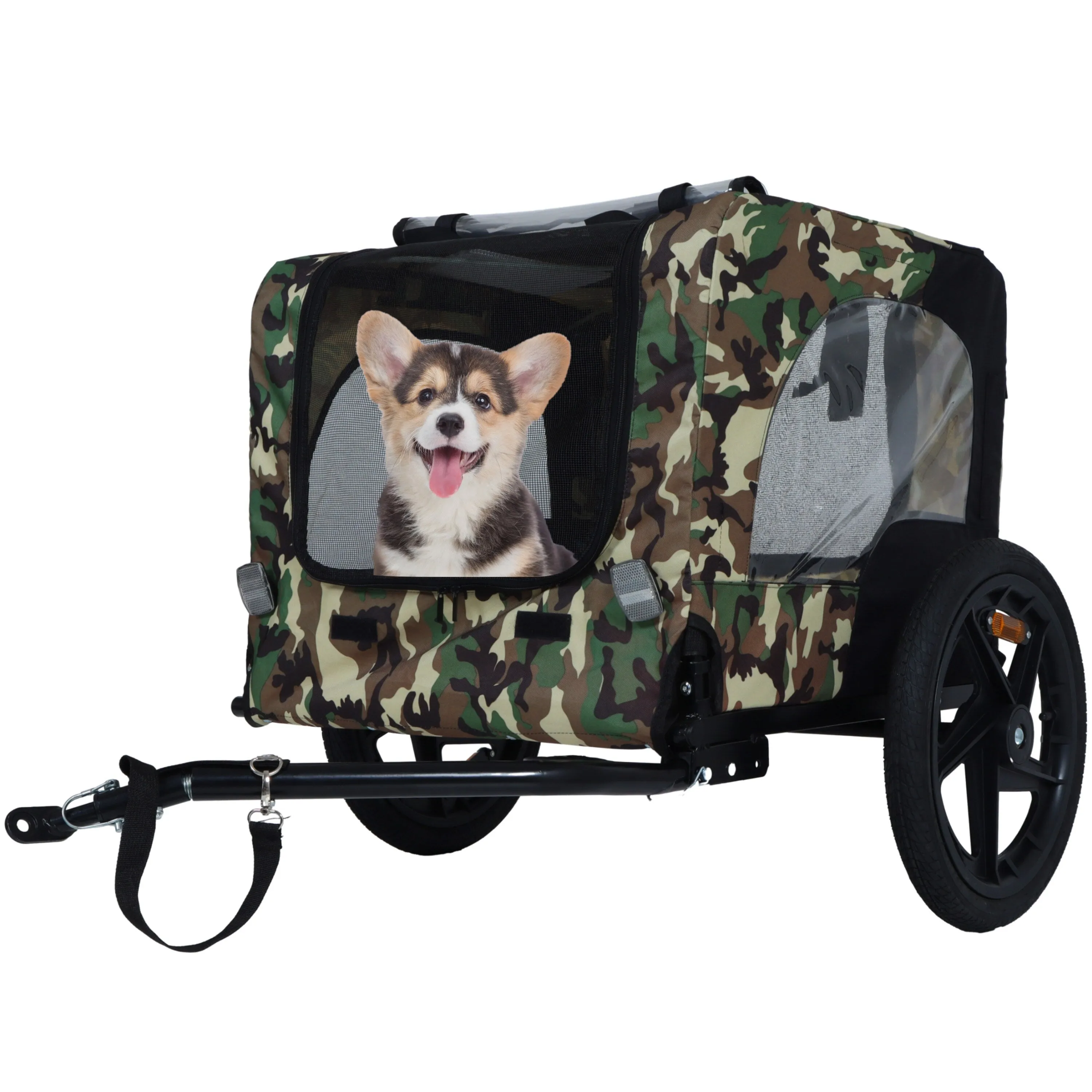 2-in-1 Bike & Pull-Behind Pet Trailer - Convertible Dog/Cat Carrier with Detachable. for Cycling Hand-Pulled