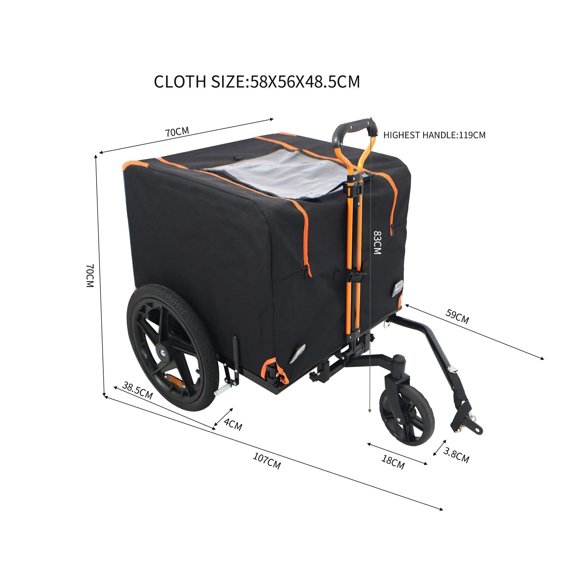 2-in-1 Bike & Pull-Behind Pet Trailer - Convertible Dog/Cat Carrier with Detachable. for Cycling Hand-Pulled