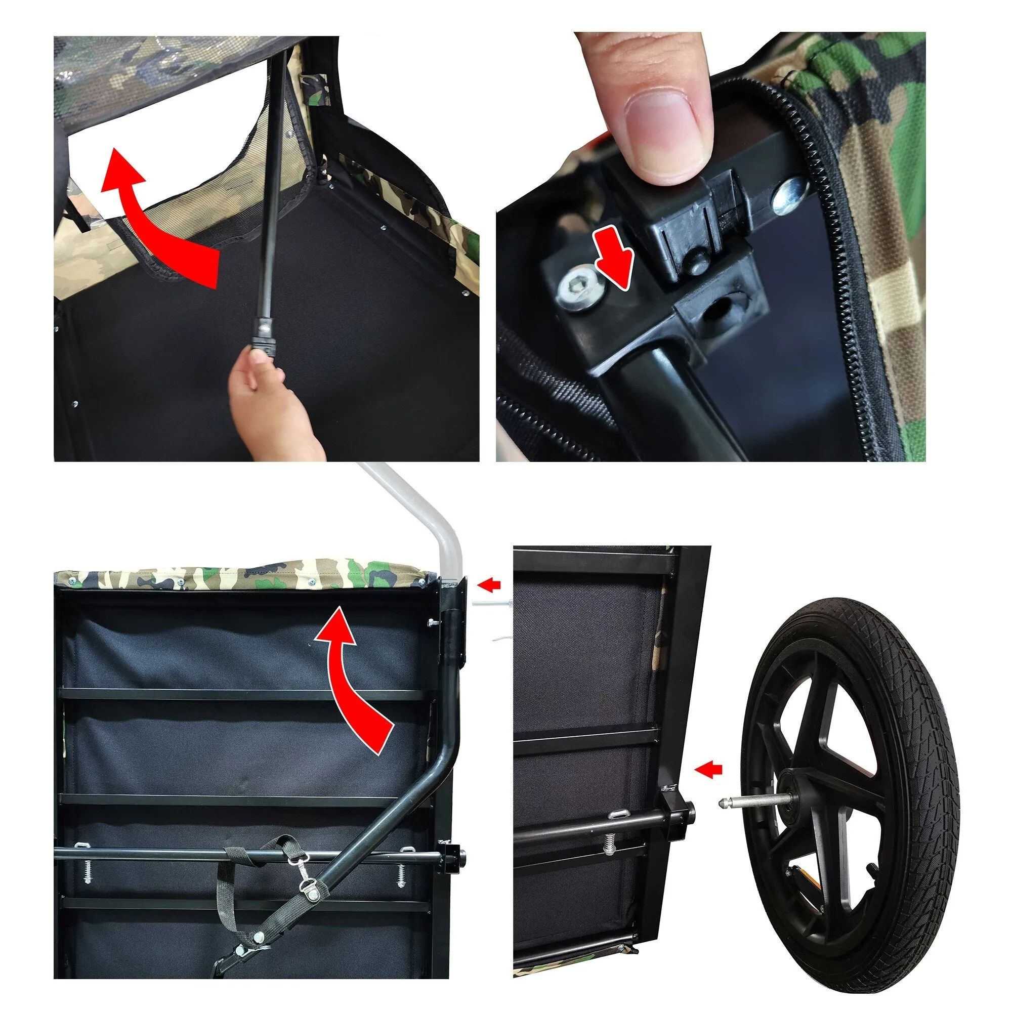 2-in-1 Bike & Pull-Behind Pet Trailer - Convertible Dog/Cat Carrier with Detachable. for Cycling Hand-Pulled