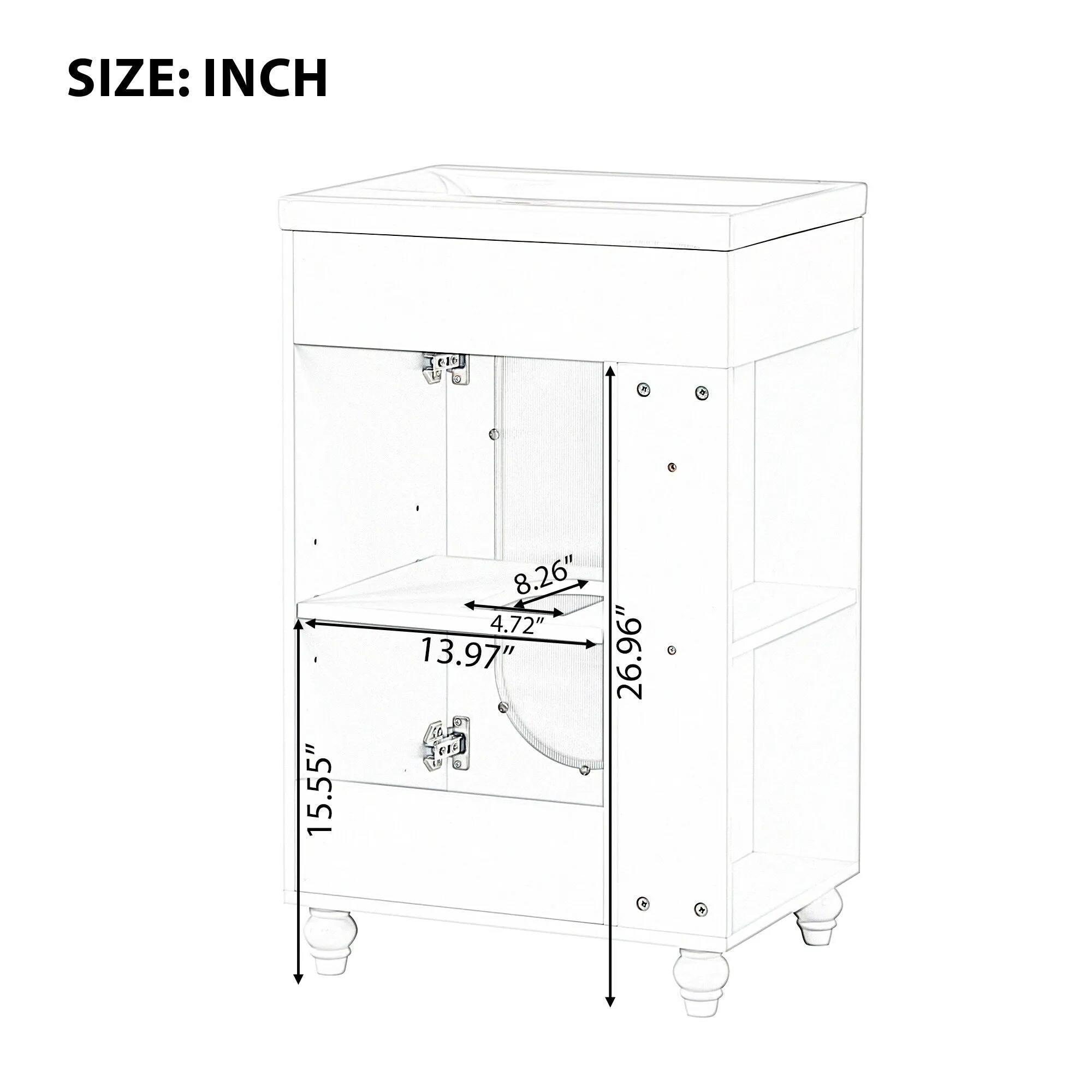 20 Inch Freestanding Bathroom Vanity with Sink. 2-Tier Side Shelf. Toilet Paper Holder. Adjustable Cabinet Shelf