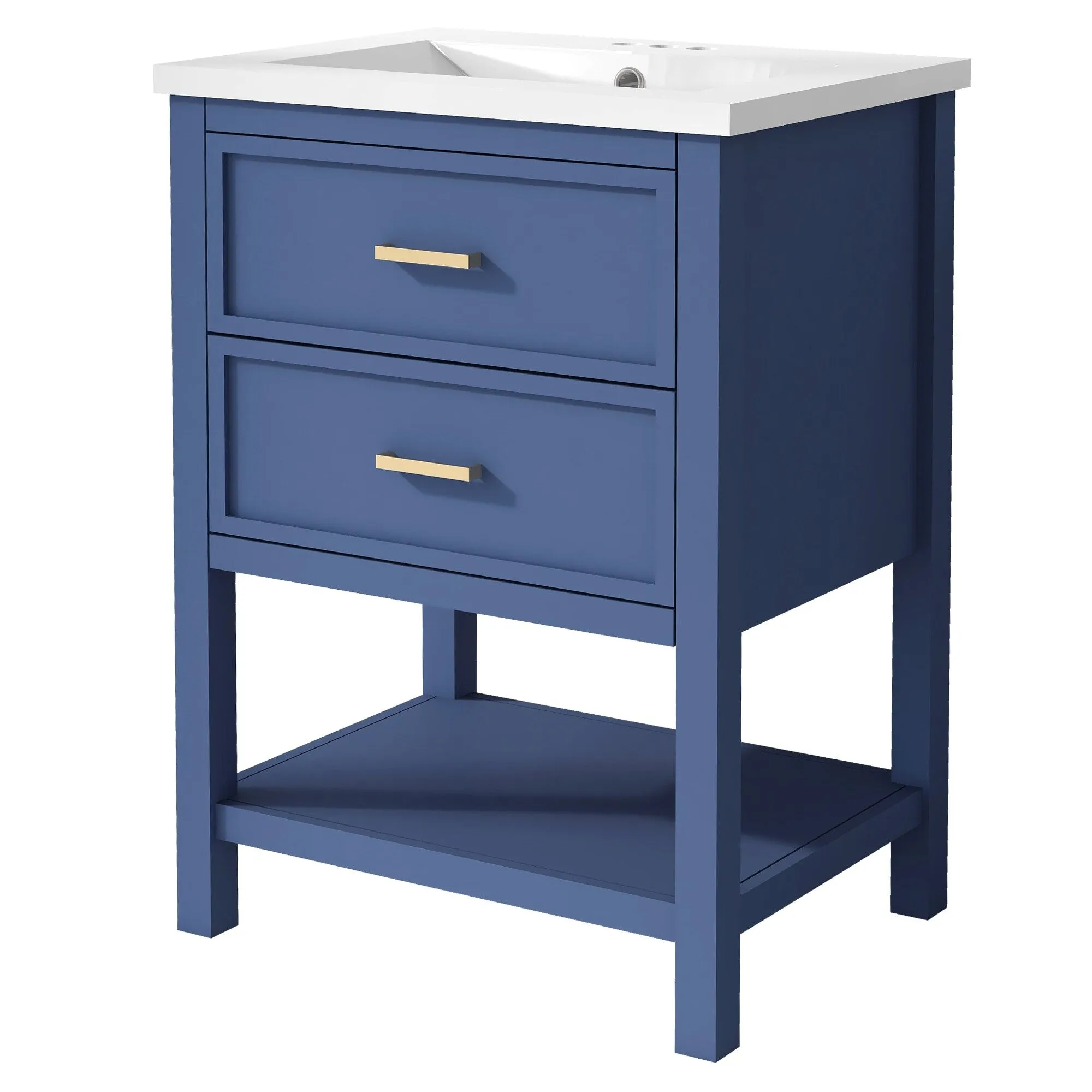 24'' Bathroom Vanity with Top Sink. Modern Bathroom Storage Cabinet with 2 Drawers. Single Sink Bathroom Vanity