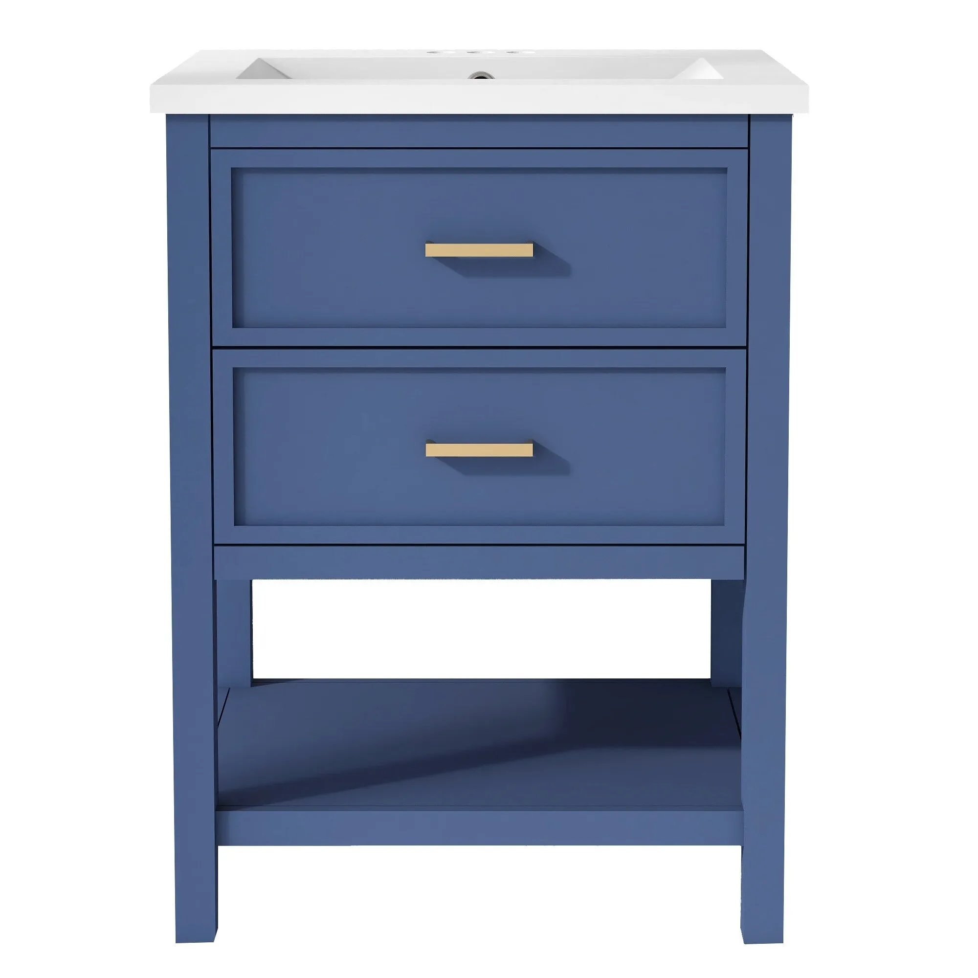 24'' Bathroom Vanity with Top Sink. Modern Bathroom Storage Cabinet with 2 Drawers. Single Sink Bathroom Vanity