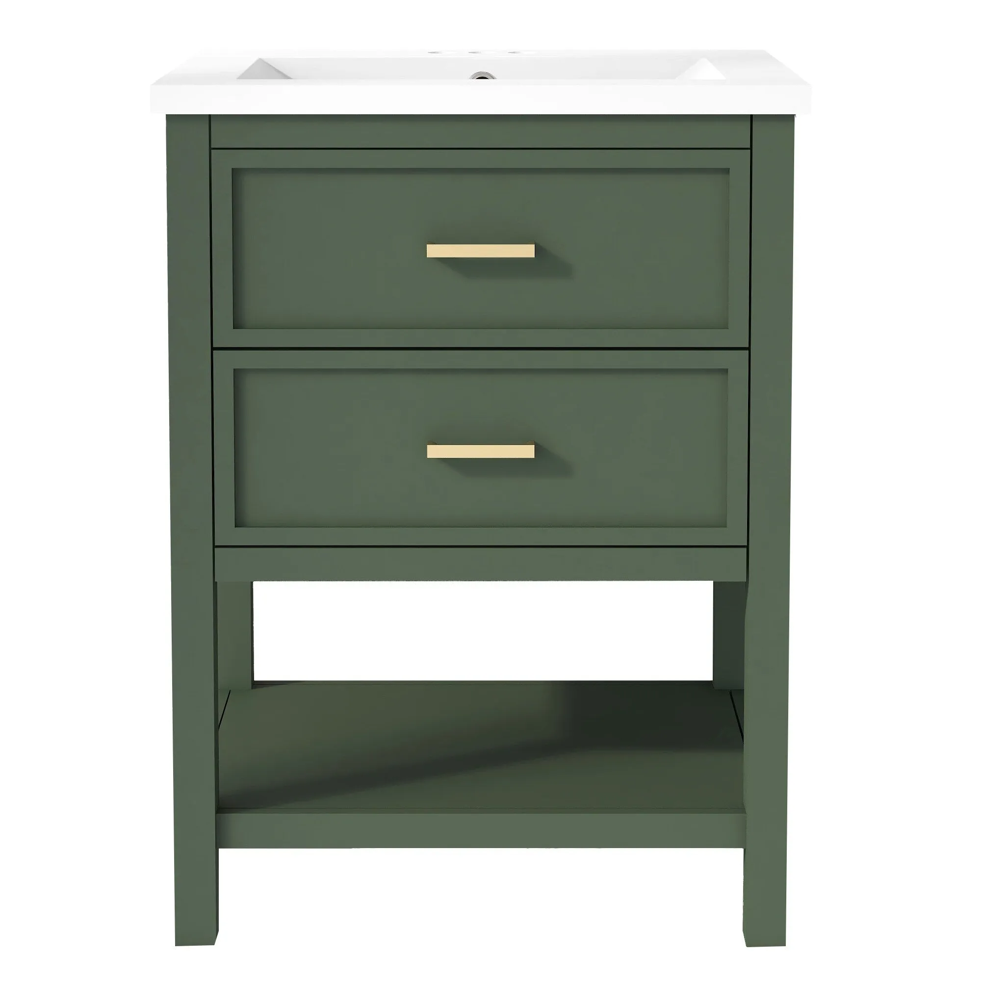 24'' Bathroom Vanity with Top Sink. Modern Bathroom Storage Cabinet with 2 Drawers. Single Sink Bathroom Vanity
