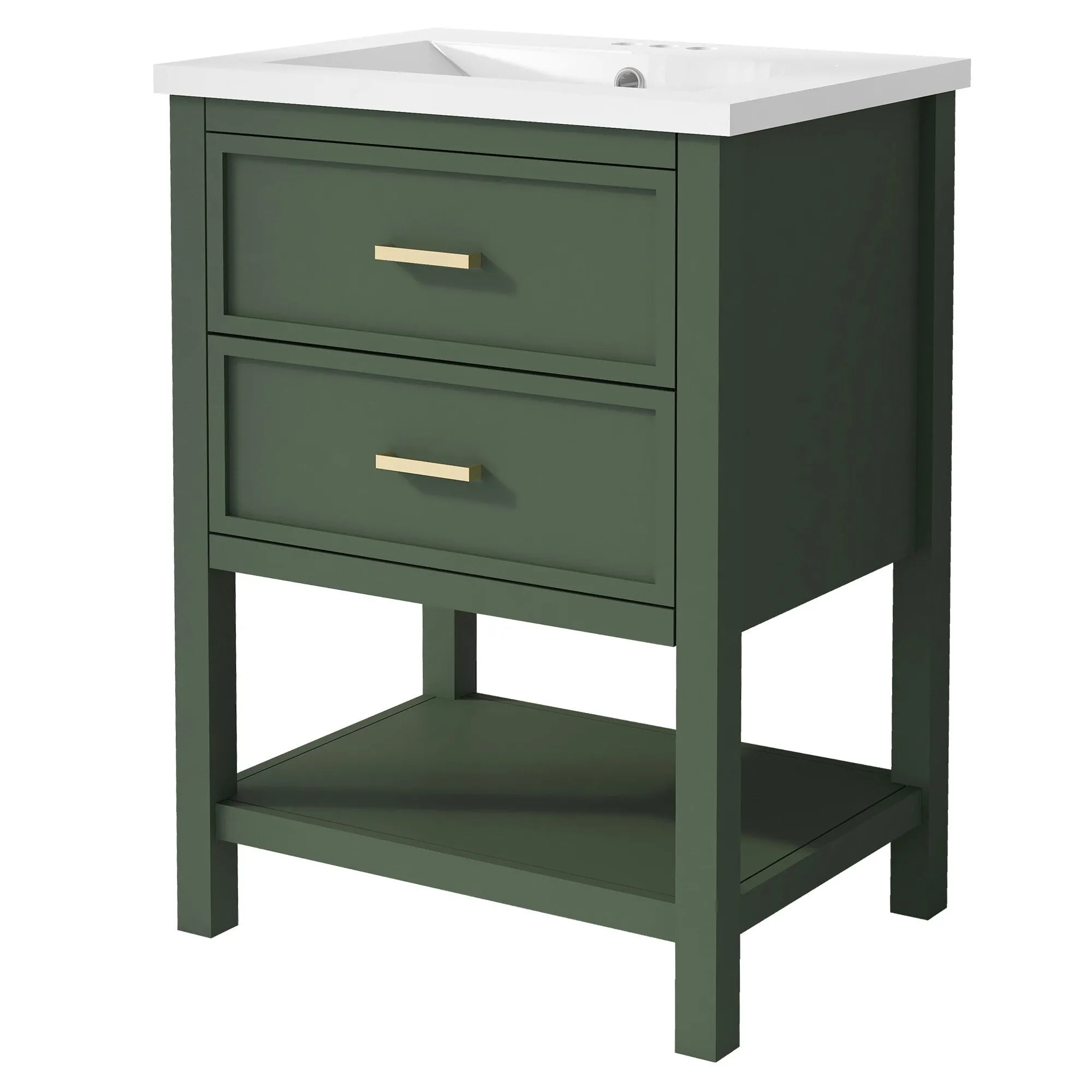 24'' Bathroom Vanity with Top Sink. Modern Bathroom Storage Cabinet with 2 Drawers. Single Sink Bathroom Vanity