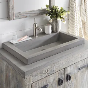 30 NativeStone Trough Drop-in Rectangular Bathroom Sink