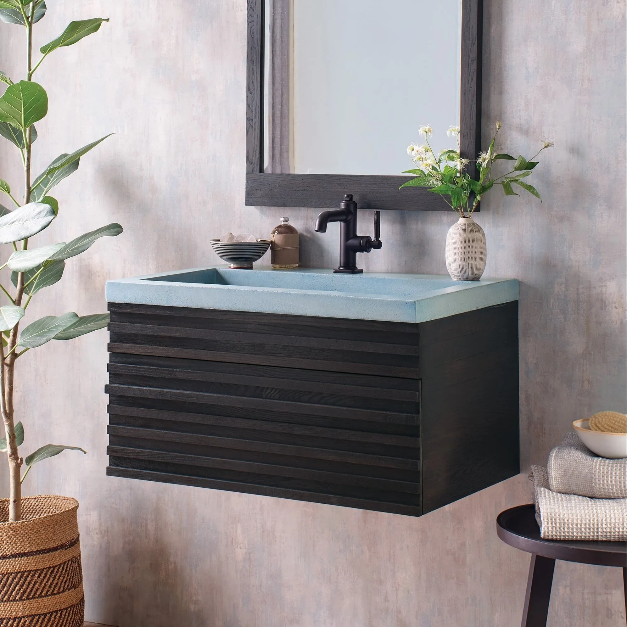 30 NativeStone Trough Drop-in Rectangular Bathroom Sink