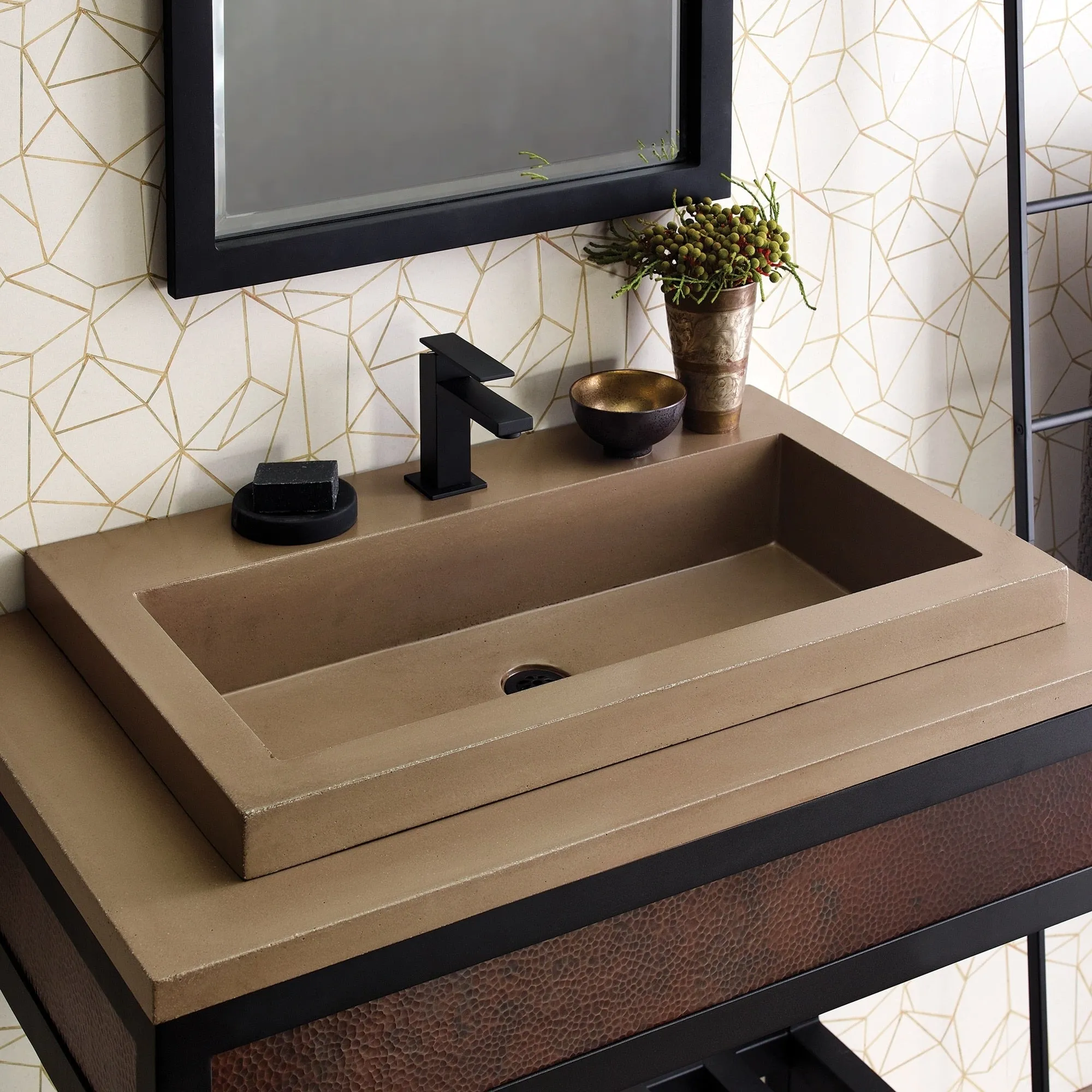 30 NativeStone Trough Drop-in Rectangular Bathroom Sink