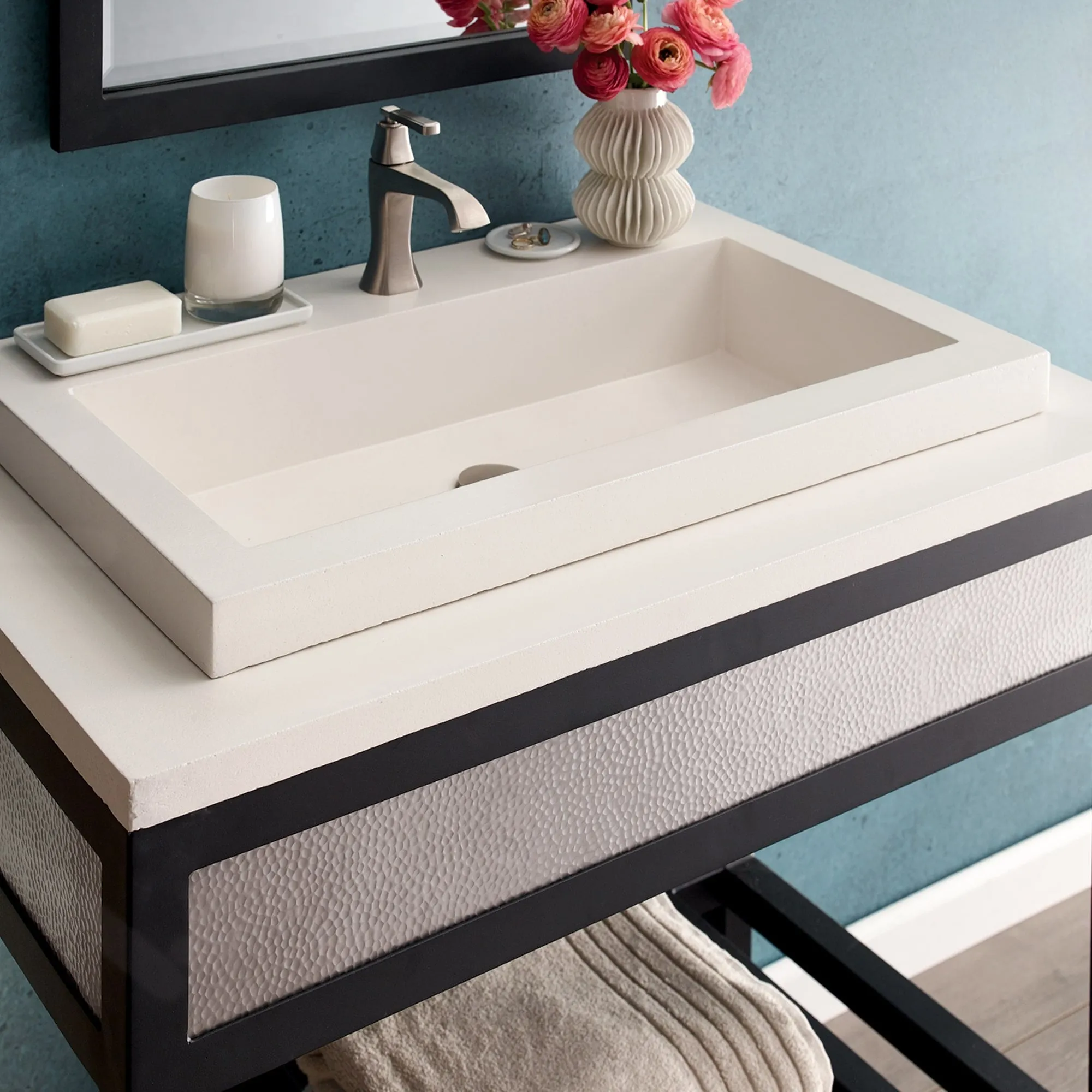 30 NativeStone Trough Drop-in Rectangular Bathroom Sink