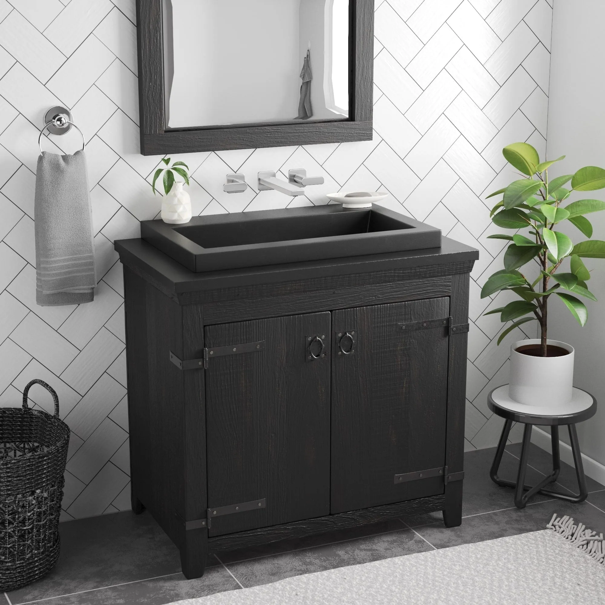 30 NativeStone Trough Drop-in Rectangular Bathroom Sink