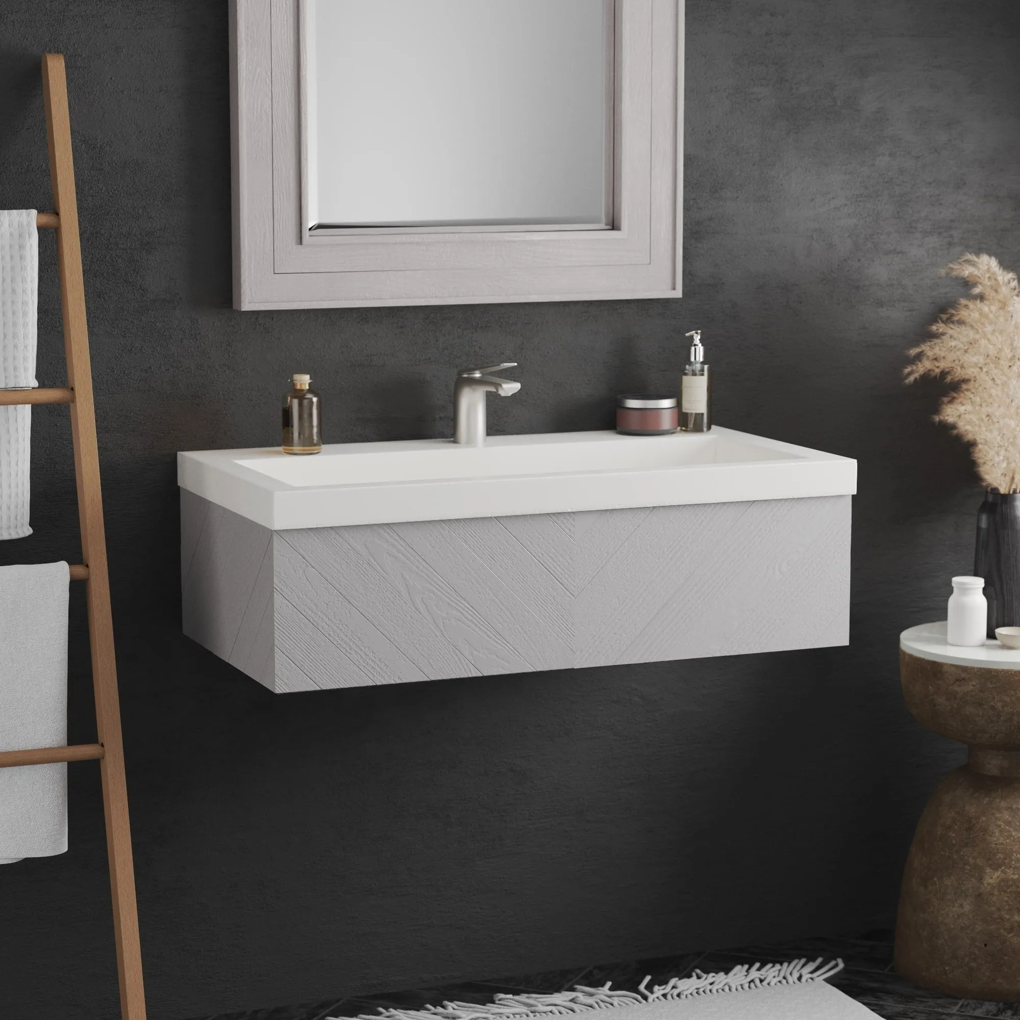 36 NativeStone Trough Drop-in Rectangular Bathroom Sink - 36 x 19 x 5