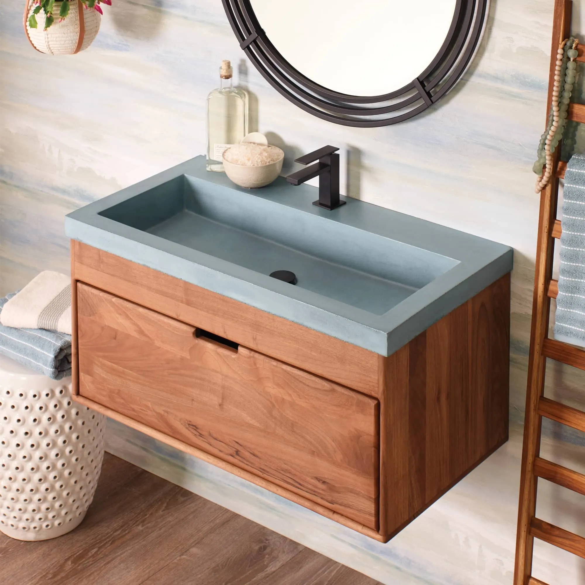 36 NativeStone Trough Drop-in Rectangular Bathroom Sink - 36 x 19 x 5