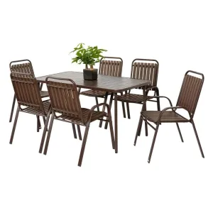 7-Piece Patio Dining Set - Plastic Chairs & Steel Table. Outdoor Garden Furniture