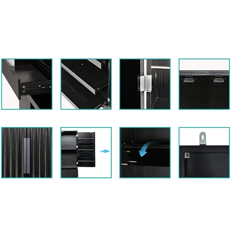 72H bathroom storage Cabinet with 3 Keyboard Drawers. 6 Door Shelves Adjustable. a slide-out drawer