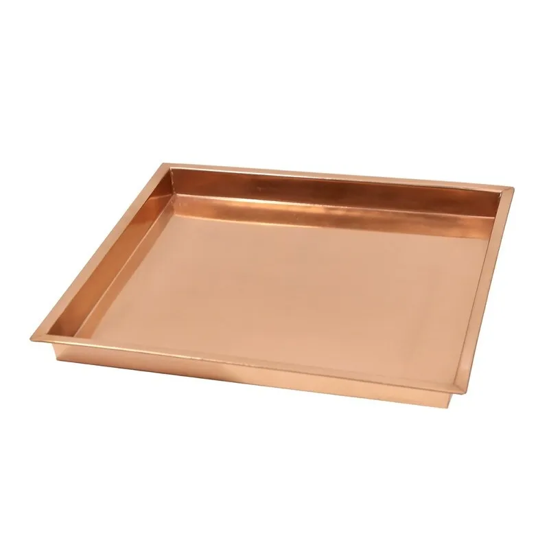 Achla Designs Decorative Square Stainless Steel Tray. Copper Plated Finish
