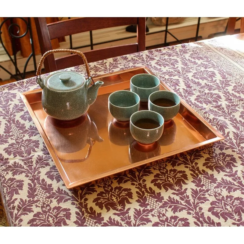 Achla Designs Decorative Square Stainless Steel Tray. Copper Plated Finish