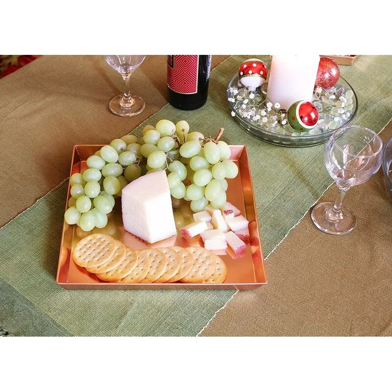 Achla Designs Decorative Square Stainless Steel Tray. Copper Plated Finish