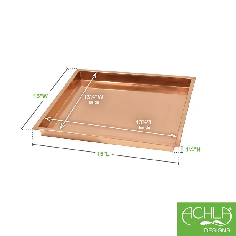 Achla Designs Decorative Square Stainless Steel Tray. Copper Plated Finish