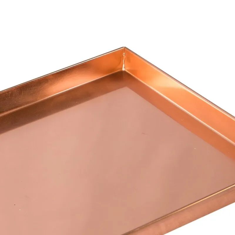 Achla Designs Decorative Square Stainless Steel Tray. Copper Plated Finish