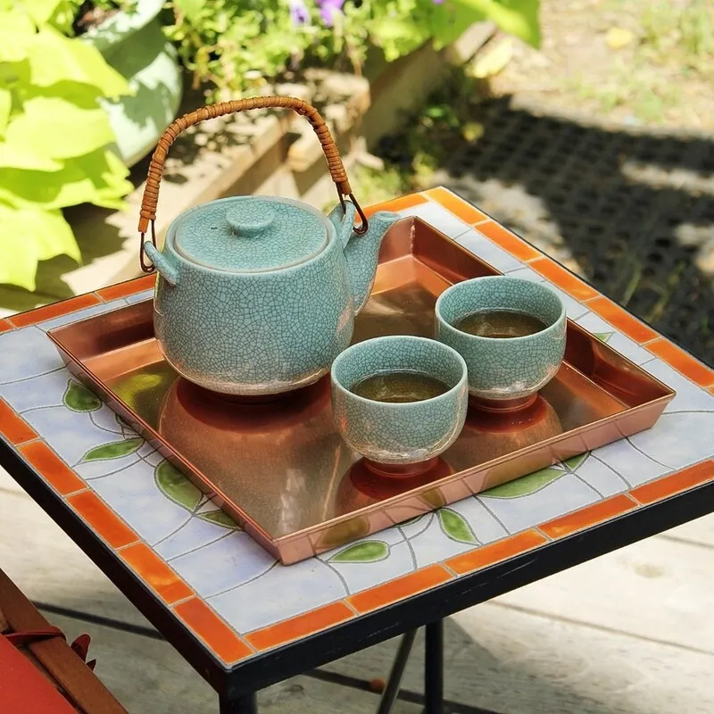 Achla Designs Decorative Square Stainless Steel Tray. Copper Plated Finish