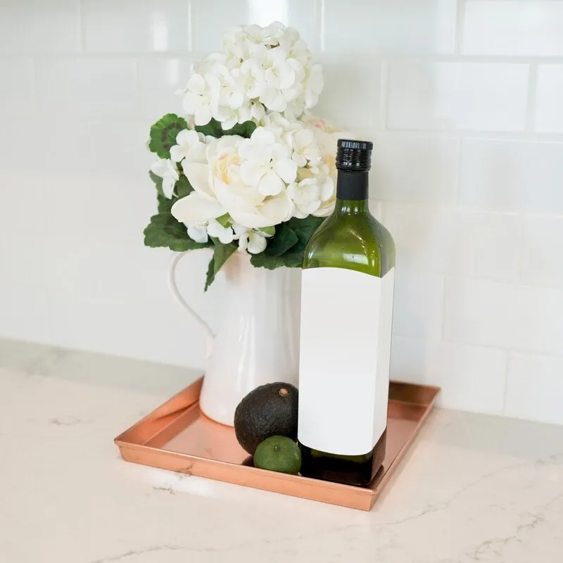 Achla Designs Decorative Square Stainless Steel Tray. Copper Plated Finish