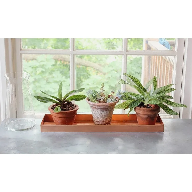 Achla Designs Long Decorative Stainless Steel Tray. Polished Copper Plated