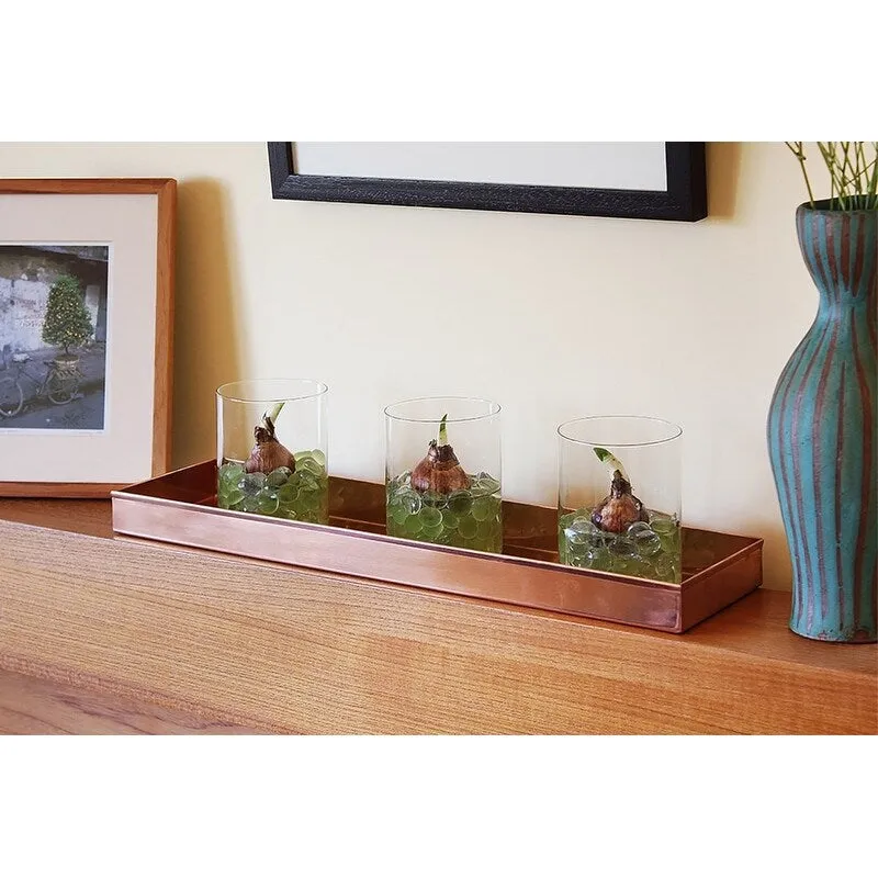 Achla Designs Long Decorative Stainless Steel Tray. Polished Copper Plated