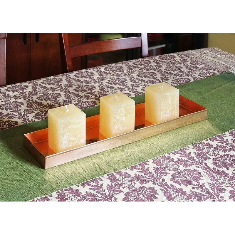 Achla Designs Long Decorative Stainless Steel Tray. Polished Copper Plated