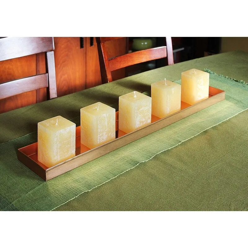 Achla Designs Long Decorative Stainless Steel Tray. Polished Copper Plated