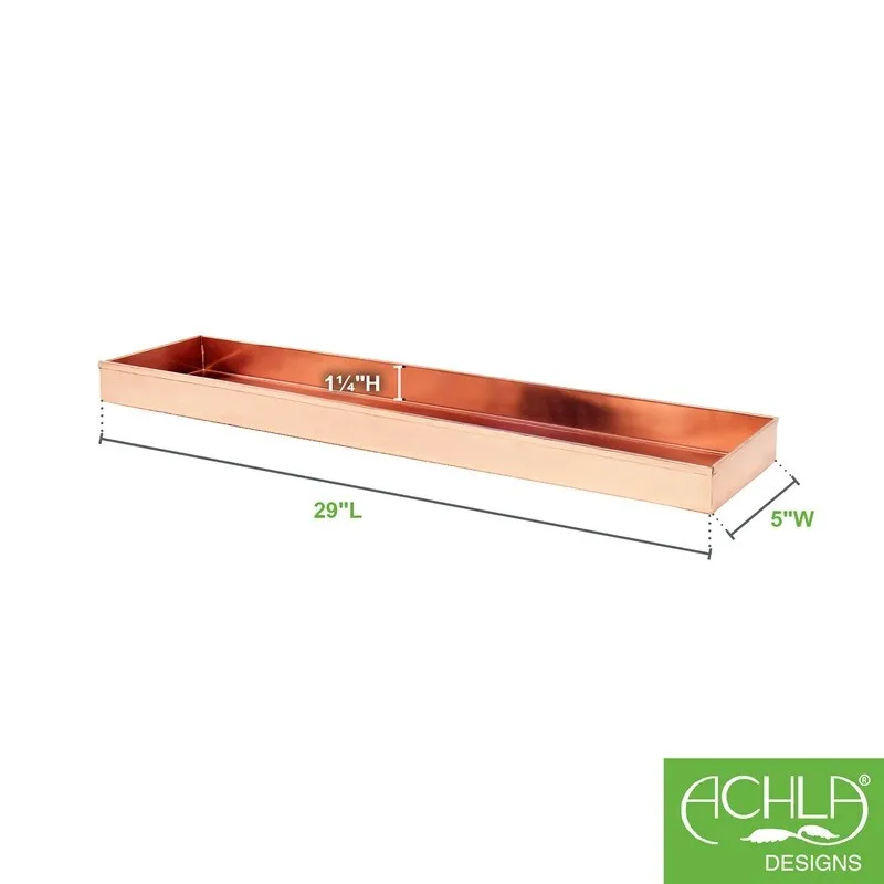Achla Designs Long Decorative Stainless Steel Tray. Polished Copper Plated