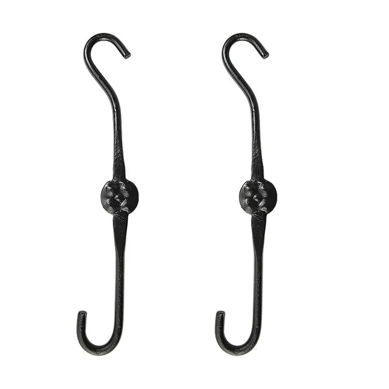 Achla Designs Set of 2 Double Ended Extender Hook Hangers. Black Powder Coat Finish