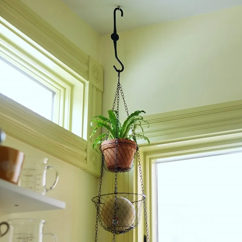 Achla Designs Set of 2 Double Ended Extender Hook Hangers. Black Powder Coat Finish