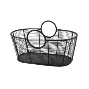 Achla Designs Small Hand-Woven Steel Harvest Basket. Black Powder Coat Finish