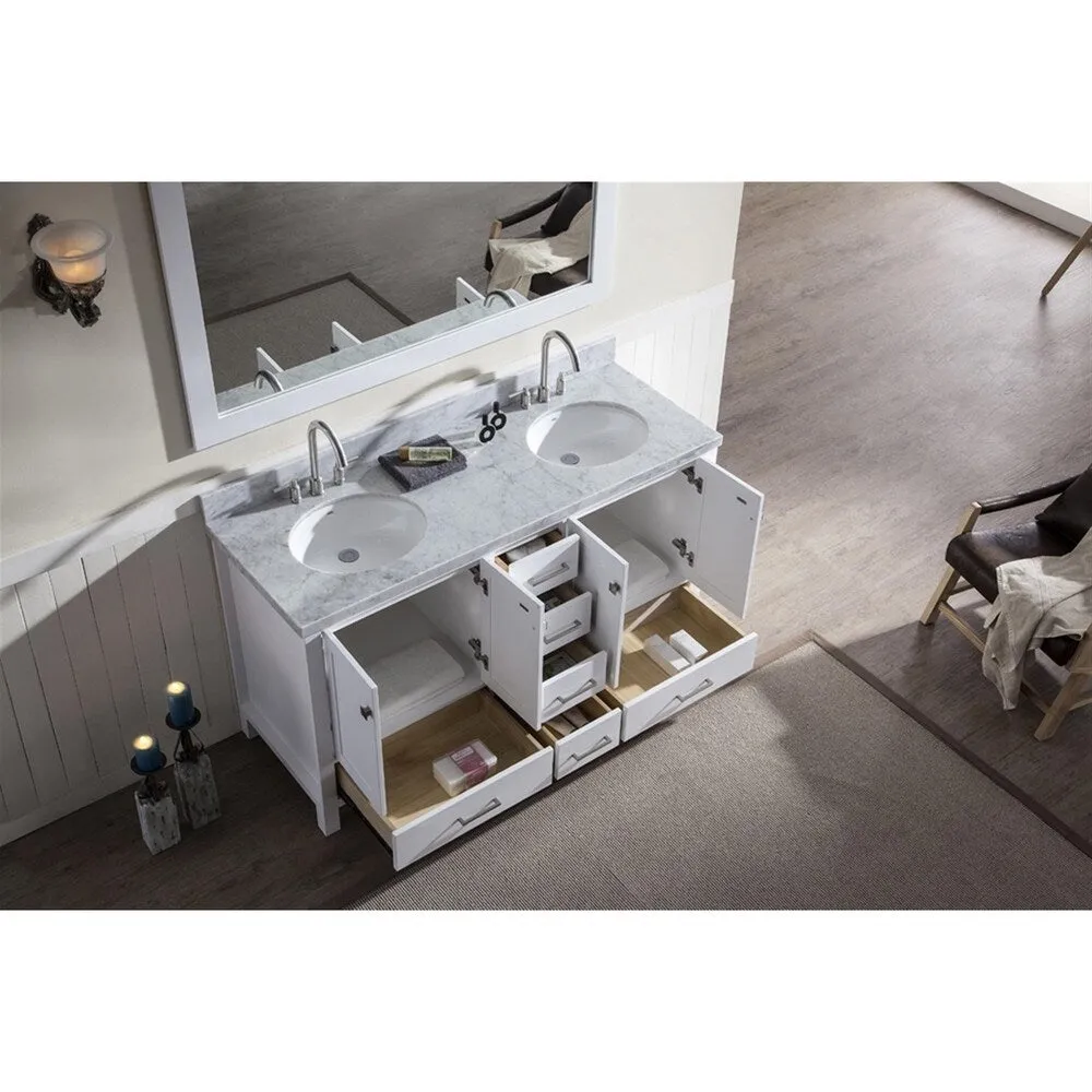 Ariel Cambridge 61 Double Sink Vanity Set In White