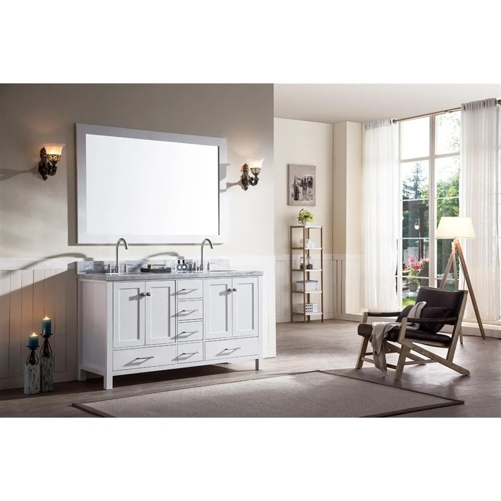 Ariel Cambridge 61 Double Sink Vanity Set In White