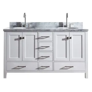 Ariel Cambridge 61 Double Sink Vanity Set In White