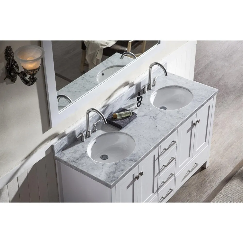 Ariel Cambridge 61 Double Sink Vanity Set In White
