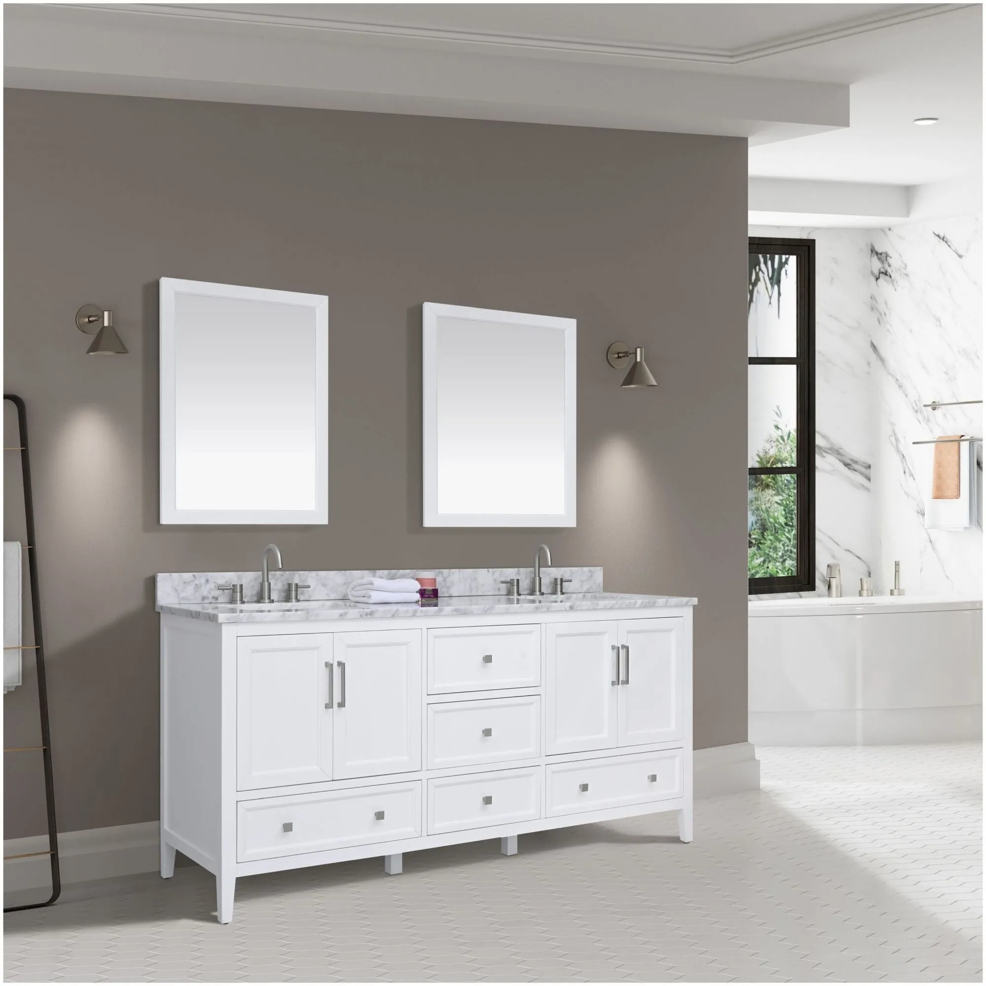 Avanity EVERETTE-VS73-WT-C Everette 72 Free Standing Double Basin