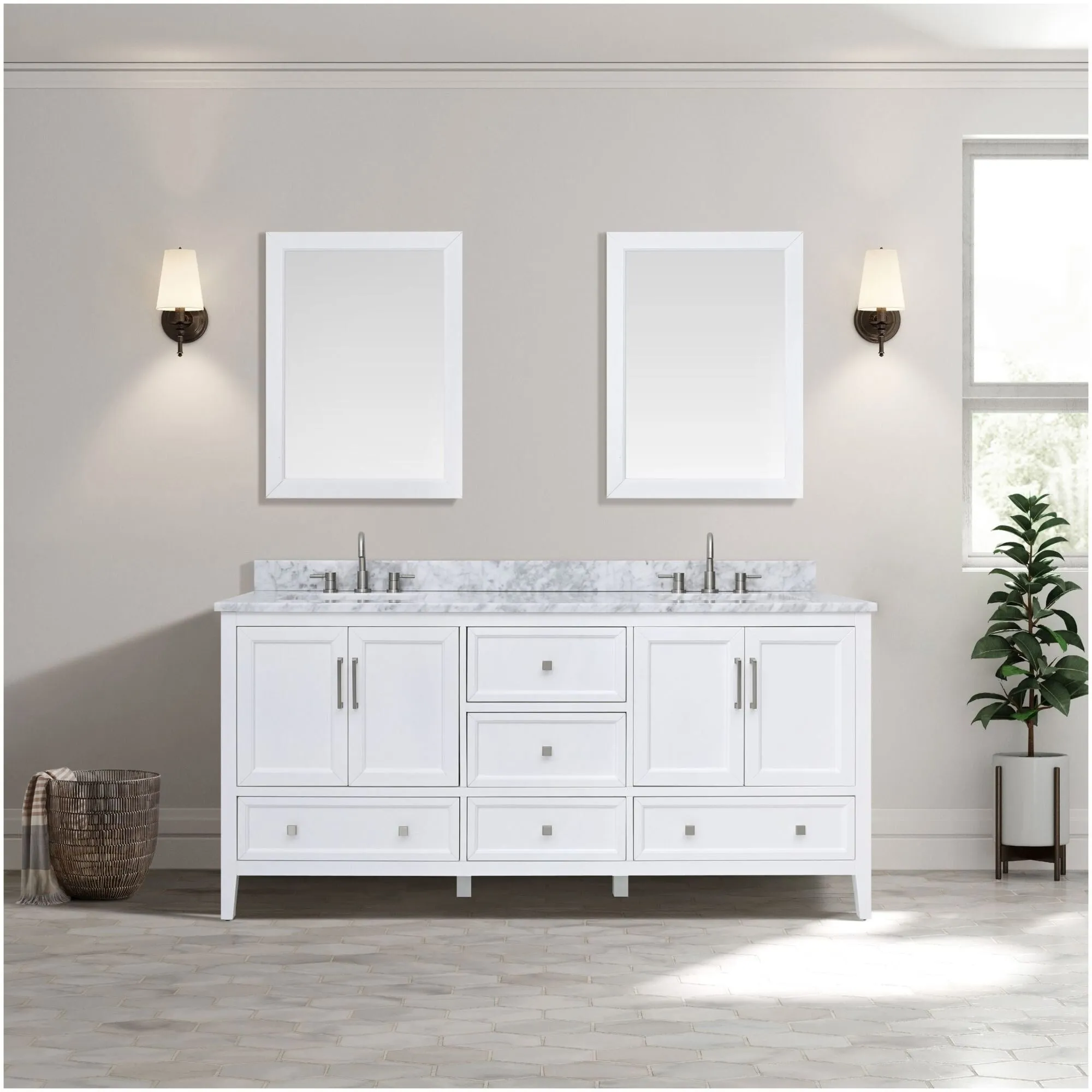Avanity EVERETTE-VS73-WT-C Everette 72 Free Standing Double Basin