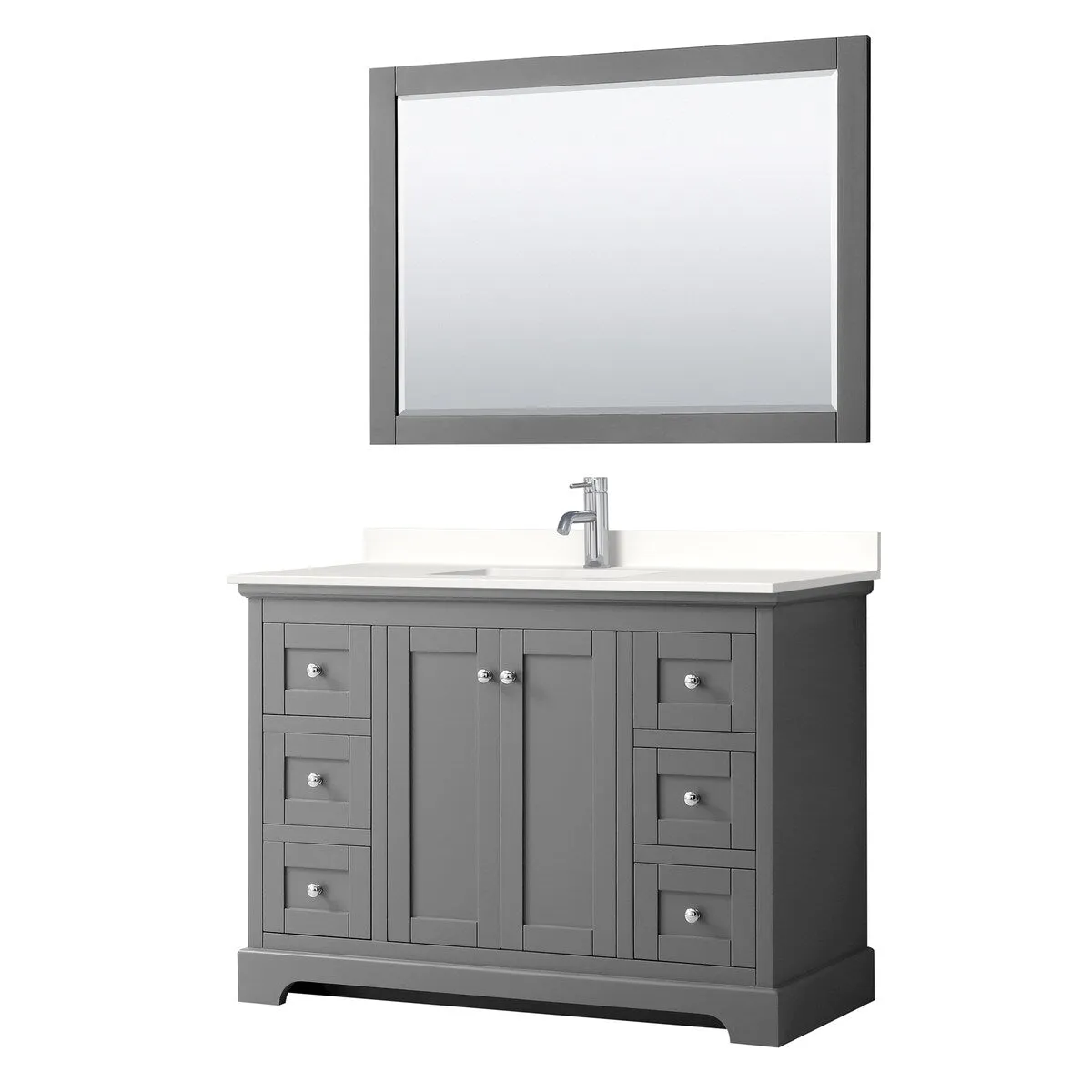 Avery 48-inch Single Vanity. Quartz Top. 46-inch Mirror
