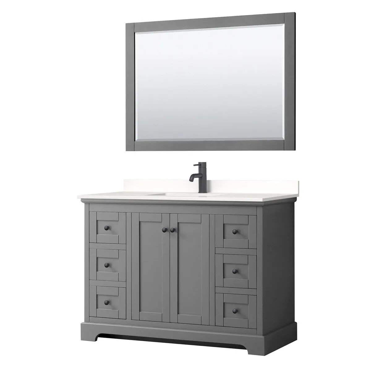 Avery 48-inch Single Vanity. Quartz Top. 46-inch Mirror