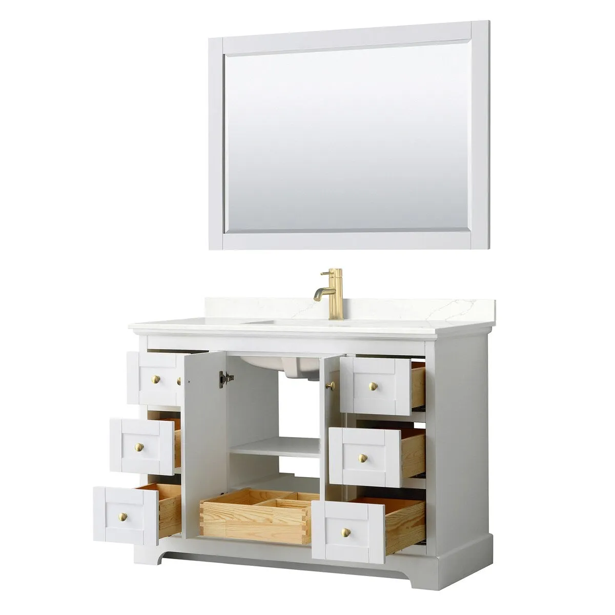 Avery 48-inch Single Vanity. Quartz Top. 46-inch Mirror