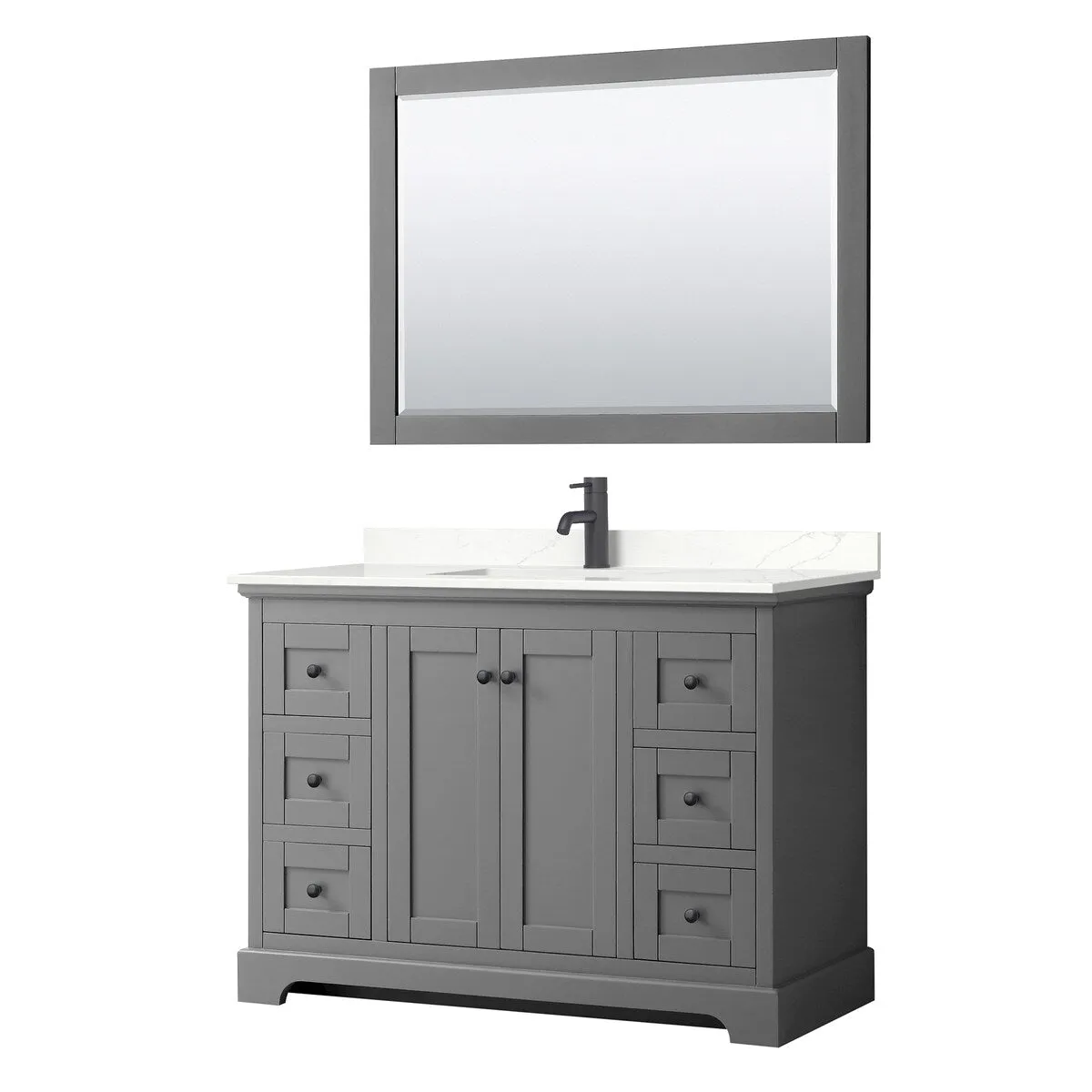Avery 48-inch Single Vanity. Quartz Top. 46-inch Mirror