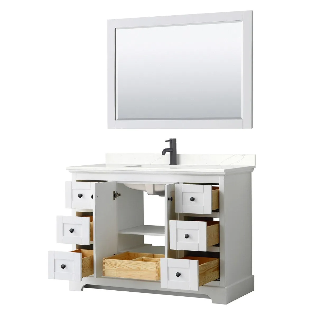 Avery 48-inch Single Vanity. Quartz Top. 46-inch Mirror